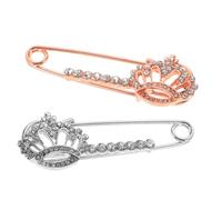 VINTORKY 2pcs Crystal Crown Brooch Pins with Safety Pin Mechanism Zinc Alloy Material Elegant and Versatile Cardigan Clips for Women’s Wedding and Everyday Wear