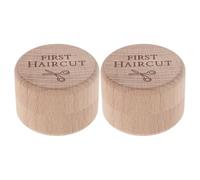 VINTORKY 2pcs Cute Infant Hair Storage Box | 2x2x1.4in Wooden First Curl Keepsake Box | Child First Haircut Case to Keep the Childhood Memory for Girl Boy Hair Collection