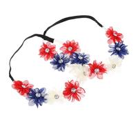 VINTORKY 2pcs Elastic Flower Headbands with Beautiful Flower Design for Independence Day Party, Stylish and Easy to Wear Patriotic Hair Accessories, One Size Fits Most