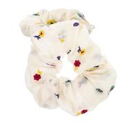 VINTORKY 2pcs Embroidered Flower Hair Scrunchies Elegant Elastic Ponytail Holders for Women and Teens Colorful Fabric Hair Ties Versatile for Daily Wear