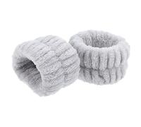 VINTORKY 2pcs Flannel Hair Tie and Wrist Bands Set Water Absorbent Face Washing Wristbands for Women Comfortable Flannel Spa Wrist Bands in Grey