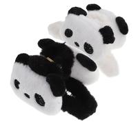 VINTORKY 2pcs Fluffy Panda Hair Claw Clips for Women Cute Black and White Plush Shark Jaw Clips for Thick and Long Hair Styling Non-slip Accessories for Bun and Everyday Use