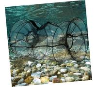 VINTORKY 2pcs Foldable Shrimp Cage Fish Trap Nylon Minnow Crawfish Bait Net Durable Compact Design for Fishing and Aquaculture Easy Storage