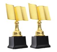 VINTORKY 2pcs Gold Reading Trophy Award Large Plastic Book Shaped Winner Cup for Reading Competitions Celebrating Literacy Skills Encouraging Young Readers