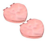 VINTORKY 2pcs Heart Shaped Compact Folding Travel Makeup Mirror for Women, Scratch-resistant Plastic and Glass, Double-sided with True-to-life Reflection, Portable Mini Mirror for On-the-go