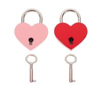 VINTORKY 2pcs Heart-Shaped Couple Wishing Locks Padlock Set with Keys Pink and Red Bag Hanging Locks for Valentine Love Decorative Heart Wishing for Luggage