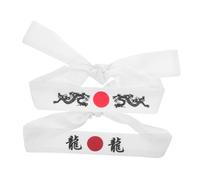VINTORKY 2pcs Japanese Karate Headbands Sweat-absorbing Sports Wraps for Cooking Training Cosplay with Dragon Print Fits