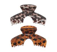 VINTORKY 2pcs Large Trucker Hair Claw Clip For Baseball Cap, Women, Thick Hair - Plastic Tortoise Shell Non-Slip Strong Jaw Clamp For Long Thin Curly Accessories Leopard