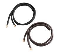 VINTORKY 2Pcs Leather Hair Bands Set with Black and Dark Brown Ponytail Wraps, Simple French Style Hair Accessories for Women’S Daily Hairstyling and Braiding