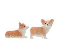 VINTORKY 2pcs Mini Corgi Figurines Resin Cute Small Dog Sculptures for Car Dashboard Home Office Desk Decorations Realistic Miniature Puppy Statues with Glossy Finish