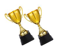 VINTORKY 2pcs Mini Gold Trophy with Stable Black Base Award Cups for Sports Events Academic Achievements and Corporate Recognition Compact Plastic Winners Trophy Model for Tournaments and