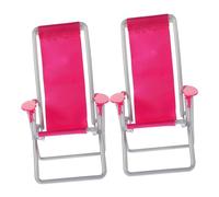 VINTORKY 2Pcs Mini Simulation Folding Deck Chair for Home Decoration Miniature Reclining Beach Chairs for Mini Decor
