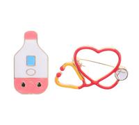 VINTORKY 2pcs Nurse Brooch Pins Set Heart Shaped Alloy Nursing Pins with Vibrant Colour Finish for Hats and Attire, for Busy Healthcare Environments and International Nurses Day Gifts