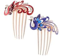 VINTORKY 2pcs Peacock Rhinestone Hair Comb Clips for Women, Alloy Material with Glamour and Elegance, Versatile Usage Reducing Pulling and Damage, for Hair Styling and Special Occasions