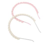 VINTORKY 2pcs Pearl Headband Elegant Hair Hoop for Women Bridal Headwear Face Washing Accessory Minimalist Hair Jewelry Pink White
