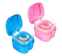 VINTORKY 2pcs Portable Denture Case Set Travel-Sized Denture Container for Daily Use Material for Retainers and