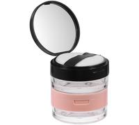 VINTORKY 2Pcs Portable Loose Powder Box Set with Mirror, Reusable Plastic Compact Containers for Travel Makeup Storage, Pink and Black Powder Cases for Women