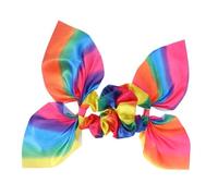 VINTORKY 2pcs Rainbow Rabbit Ear Hair Rope Tassel Ponytail Holders for Women Adorable Cloth Hair Ties with Chic Bunny Ear Design Secure and Stylish for Everyday Use