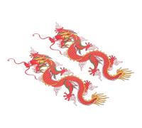 VINTORKY 2pcs Red Dragon Cloth Patches for Bag and Coat, Decorative and Practical Appliques with Elegant Beautiful Design, Compact Clothes Patches for DIY Embellishments