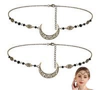 VINTORKY 2pcs Retro Head Chains Crystal Decorative Hair Accessories for Women Bohemian Jewelry Headband Pendant Bridal Headpiece for Women Vintage Headwear