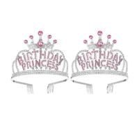VINTORKY 2pcs Rhinestone Crown Headband for Lightweight and Comfortable Birthday Hair Accessories Elegant Princess Style for Parties and Stage Performances