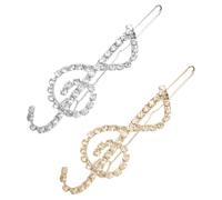 VINTORKY 2pcs Rhinestone Music Note Hair Clips Sparkly Barrette for Women Wedding Party Flexible Design Suitable for Thick and Thin Hair Stylish Accessories