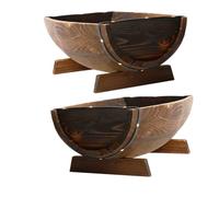 VINTORKY 2pcs Rustic Rectangular Barrel Planter Outdoor Garden Pots Multipurpose Wood Flower Containers Wedding Decor Half Barrel Plant Boxes for Backyard Patio