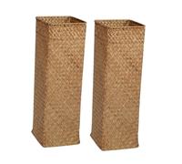 VINTORKY 2pcs Rustic Woven Flower Vase Small Tulip Vase 10x10x30cm Orange Decorative Basket for Home Dry Flower Display