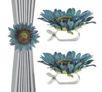 VINTORKY 2Pcs Sunflower Curtain Tie Backs Clip Drapery Holdback Clamp No-Drill Binding Buckle for Indoor Window Drapes