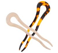 VINTORKY 2pcs U-shaped Hair for Elegant Updos Vintage French Style Chignon Forks for Festivals Parties and Daily Wear Deep Tortoise