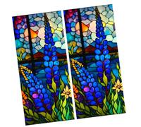 VINTORKY 2Pcs Vintage Stained Glass Privacy Window Film Static Cling PVC Frosted Decorative Film for Bathroom Office Bedroom Heat Blocking and Light Filtering Removable and