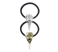 VINTORKY 2pcs Vintage Viking Skull Symbol Hair Ties Stretchy Ponytail Holders for Thick Hair Unique Creative Design Antique for Women and Girls