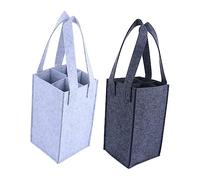 VINTORKY 2pcs Wine Bag Tote Bags Felt Storage Carrier for Multiple Wine Bottles Alcohol Pouches