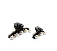 VINTORKY 2pcs Women Hair Clips with Manmade Pearls and Rhinestones, Black Abs Material, Easy to Use Hair Claw Pins for Elegant Hairstyles and Daily Wear