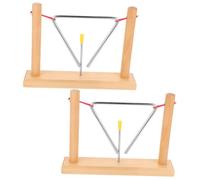 VINTORKY 2sets Metal Triangle Bell Percussion Instrument for Boys and Girls Beginners Triangle Hand Instrument Strikers Stands