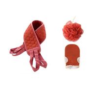 VINTORKY 3 Pcs Portable Bath Towels with Long Straps for Easy Back Cleaning Reusable Exfoliating Back Scrubber for Women and Men Soft Dead Skin Removal Body Sponge