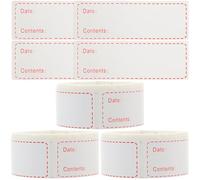 VINTORKY 3 Rolls Removable Food Stickers Food Storage Tags Coated Paper Adhesive Easy to Use Keep Order Red Tags for Home Housewarming