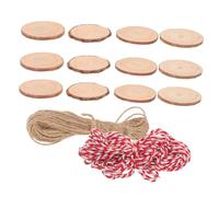 VINTORKY 30 Pcs Unfinished Pine Wood Slices Thick Smooth Sanded Circles for Wood Burning Projects DIY Crafts Wedding Centerpieces with Jute and Cotton Hanging Strings