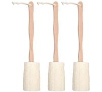 VINTORKY 3pcs Back Loofah Scrubber Brush with Long Handle - Hard Loofa Sponge Body Bath Scrubber for Shower - Luffa Skin Exfoliating On a Stick for Men Women Elder