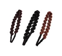 VINTORKY 3Pcs Braid Wig Headband Hair Hoops for Women Knitted Hair Accessories Adorable Black and Brown Bands for Daily Wear and Special Occasions