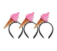 VINTORKY 3pcs Cute Ice Cream Cone Hair Accessories Headbands for Women, Fabric Material with Comfortable and Universal Fit, for Makeup Application and Occasions
