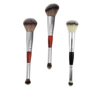 VINTORKY 3pcs Double-ended Eyeshadow Brush Set Portable Precise Application Cosmetic Brushes Made of Wood and Fiber Assorted Colours for Professional Use and Work