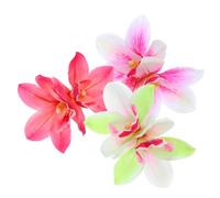 VINTORKY 3pcs Double Flower Simulation Cymbidium Orchid Hairpins Cute Decorative Floral Hair Clips Tropical Beach Vacation Hairstyles