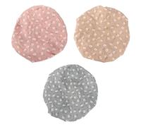 VINTORKY 3pcs Double Layer Waterproof Shower Caps with Elastic Band, Lightweight and Easy to Carry Bath Caps for Women, Suitable for Spa and Makeup, Made of Polyester and Peva