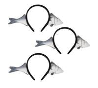 VINTORKY 3pcs Funny Salted Fish Headbands for Women, Cute Plush Acrylic Fish Hair Hoops, Versatile Party Accessory for Live Streaming and Themed Celebration, Easy Styling Novelty Hairbands