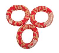 VINTORKY 3pcs Handmade Singing Bowl Cushions in Red Cotton Cloth, Circle Shape with Vintage Design, Fix and Stabilize Singing Bowls for Meditation and Ritual Use