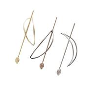 VINTORKY 3pcs Hollow-out Oval Metal Hairpins Hair Sticks Set Leaf Design for Women and Girls, Lightweight Hair Accessories in Gold Silver and Rose Gold for Daily Styling