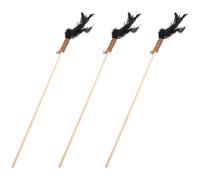 VINTORKY 3pcs Interactive Cat Teaser for Indoor Cats with Wooden Rod and Feather Plume, Cartoon Design, Reducing Stress and Boredom, Fun Kitten Teasing Wand for Pets
