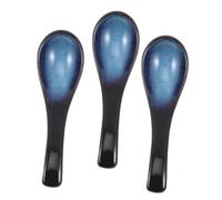 VINTORKY 3pcs Japanese Ceramic Soup Spoons Microwave Safe Heat Resistant Porcelain Asian Dinner Spoons for Ramen Oatmeal Dumplings with Smooth Glaze Finish