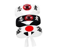 VINTORKY 3pcs Japanese Samurai Headband Ninja Karate Headband Chef Hachimaki Headwear for Adults Teens